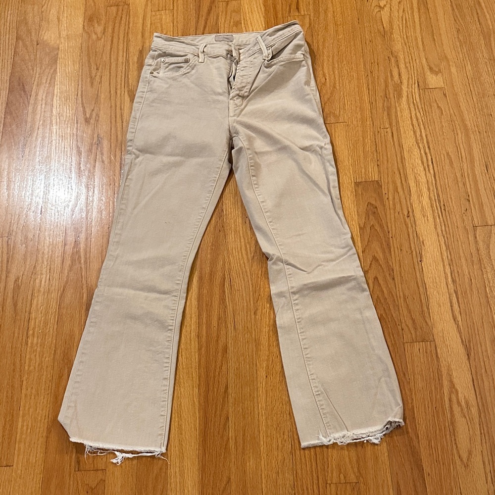 MOTHER- 26 Insider Ankle Fray Jeans (Chalk Oxford Tan)